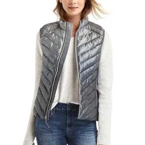 Gap | New Primaloft Puffer Zip Front Vest Silver Gray XS